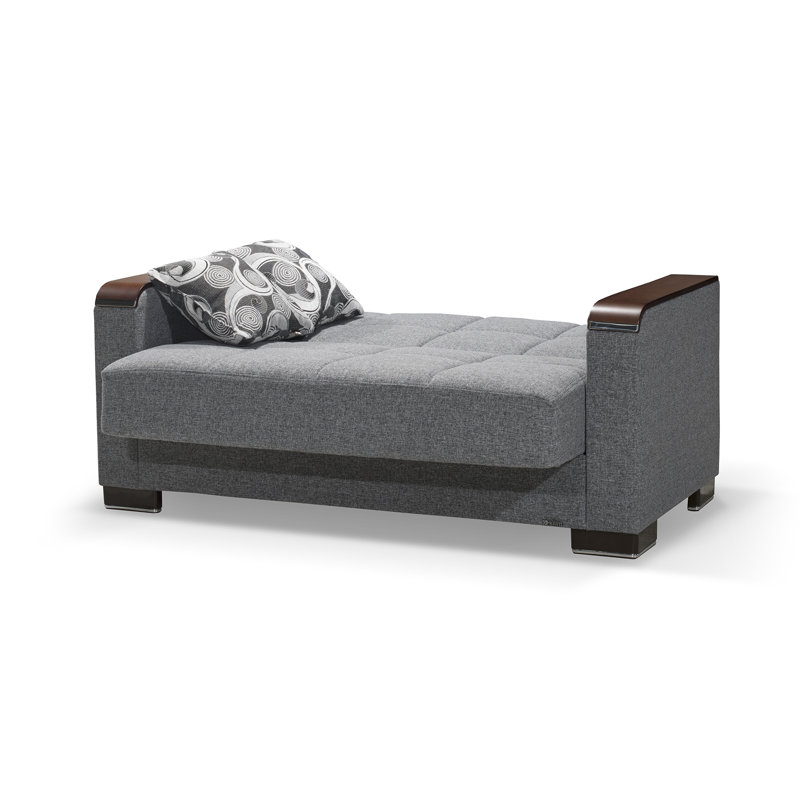 Annalice 65 in. Fabric 2-Seater 3-in-1 Sleeper Loveseat Sofa Bed with Storage, Chenille Gray