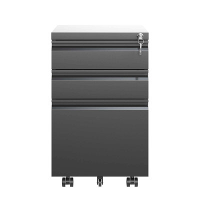 3 Drawer Mobile File Cabinet with Lock,Metal Filing Cabinets for Home Office Organizer Letters/Legal/A4,Fully Assembled