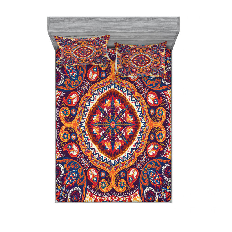 Microfiber Paisley Sheet Set, Queen, Paisley