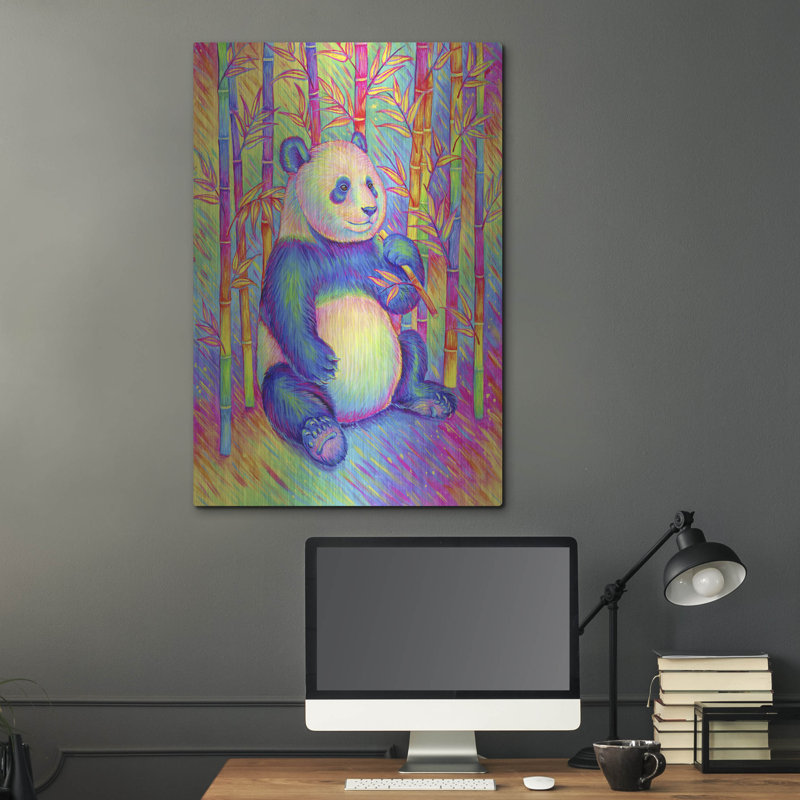 «Panda psychédélique» par Rebecca Wang, art mural en métal, H 36 po x l 24 po
