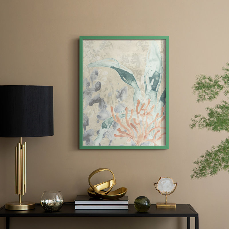 Impression encadrée Ocean Lace II - bois massif, Vert, H 21 po x l 17 po