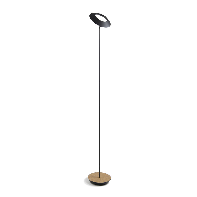 Royyo LED Floor Lamp, Matte Black/White Oak