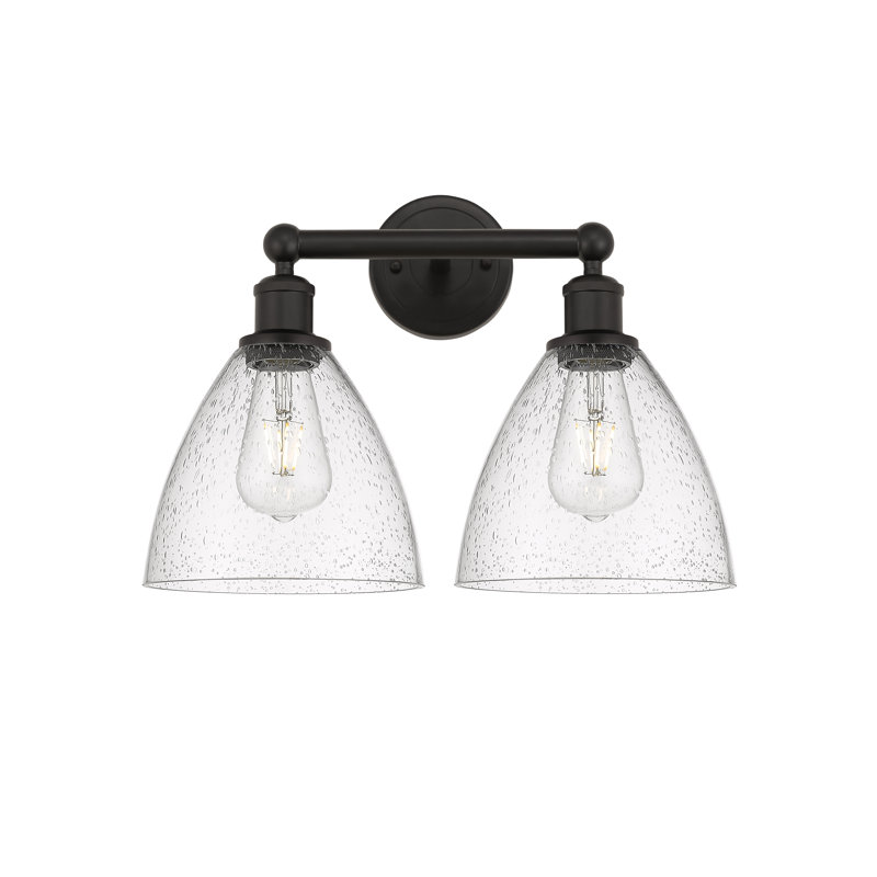Éclairage pour meuble-lavabo en verre 2 lumières 16,5 pouces Alorah, Granuleux, Bronze huilé
