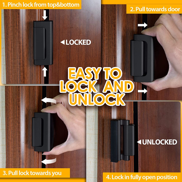 Home Security Door Lock Reinforcement - Upgraded Childproof Safety Door Locks Defender Easy Open with 3 Stop Withstand 800 lbs for Inward Swinging
