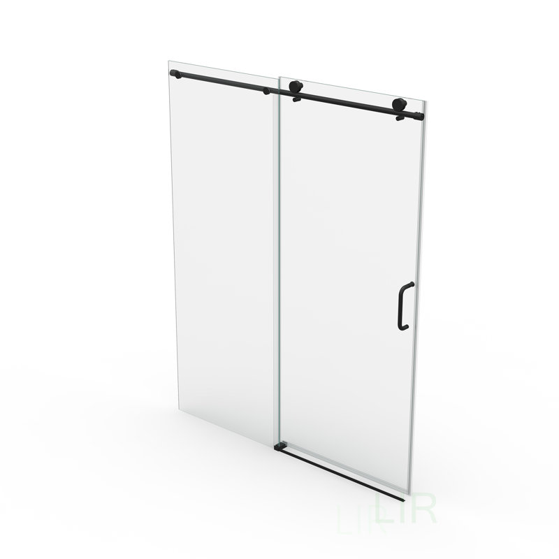Porte de douche coulissante réglable sans cadre de 56 à 60 pouces avec verre trempé de 6 mm pour salle de bain moderne, porte de douche