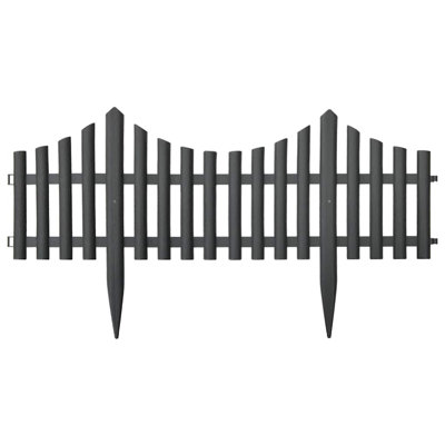 Ensemble de 17 bordures de jardin WALPLUS pour bordure de jardin flexible de couleur anthracite 10 m PP pour parterres de fleurs