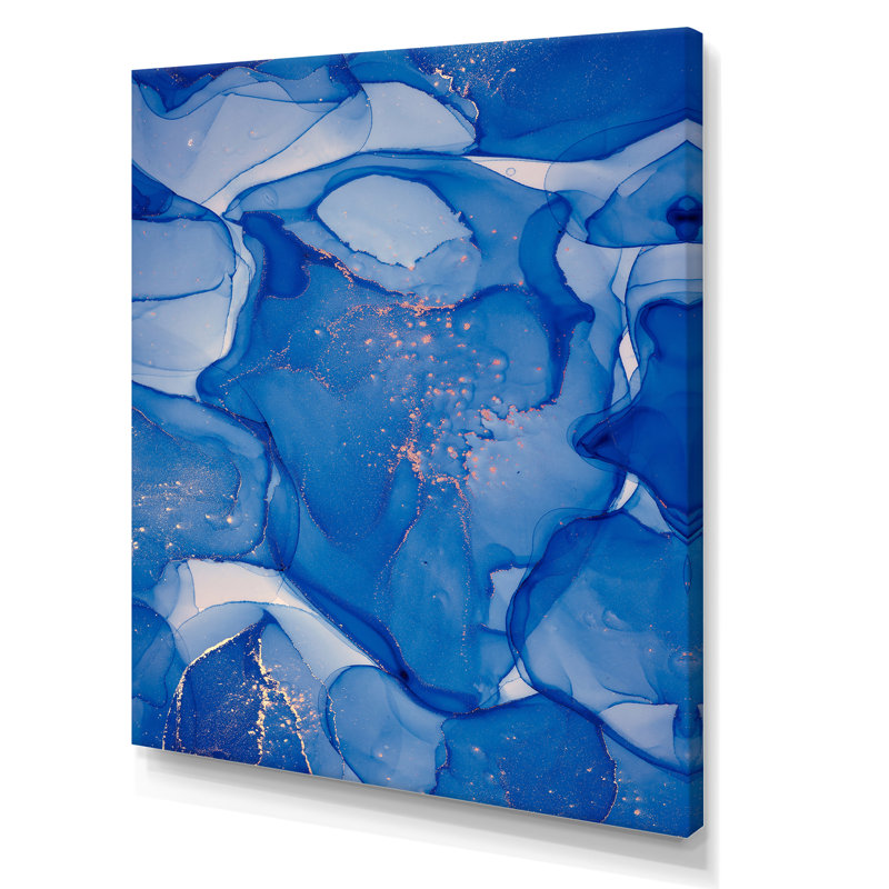 Blue Ink Clouds I - peinture sur toile, H 40 po x l 30 po x P 1,5 po, Toile tendue