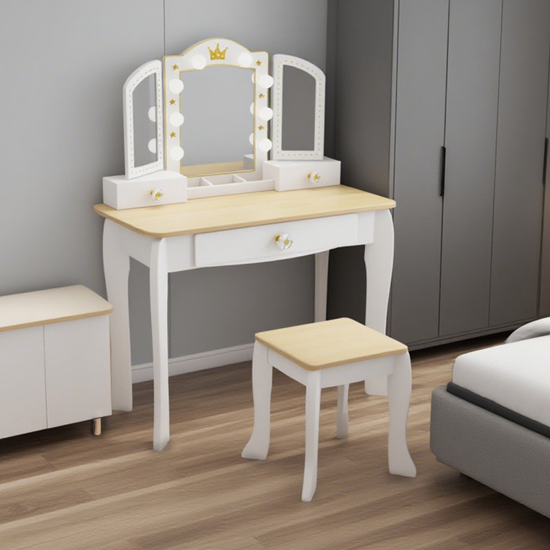 Ensemble de coiffeuse avec chaise Freniland - Pretend Play - Chaise blanche pour enfants de 3 ans et plus