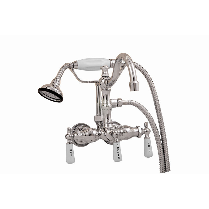 Tub Faucet with Handheld Shower, Arched Spout by Strom Living, Chrome
