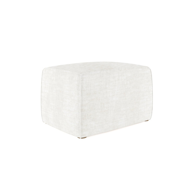 Varick Cube Ottoman, Plush Velvet Oyster, Weathered