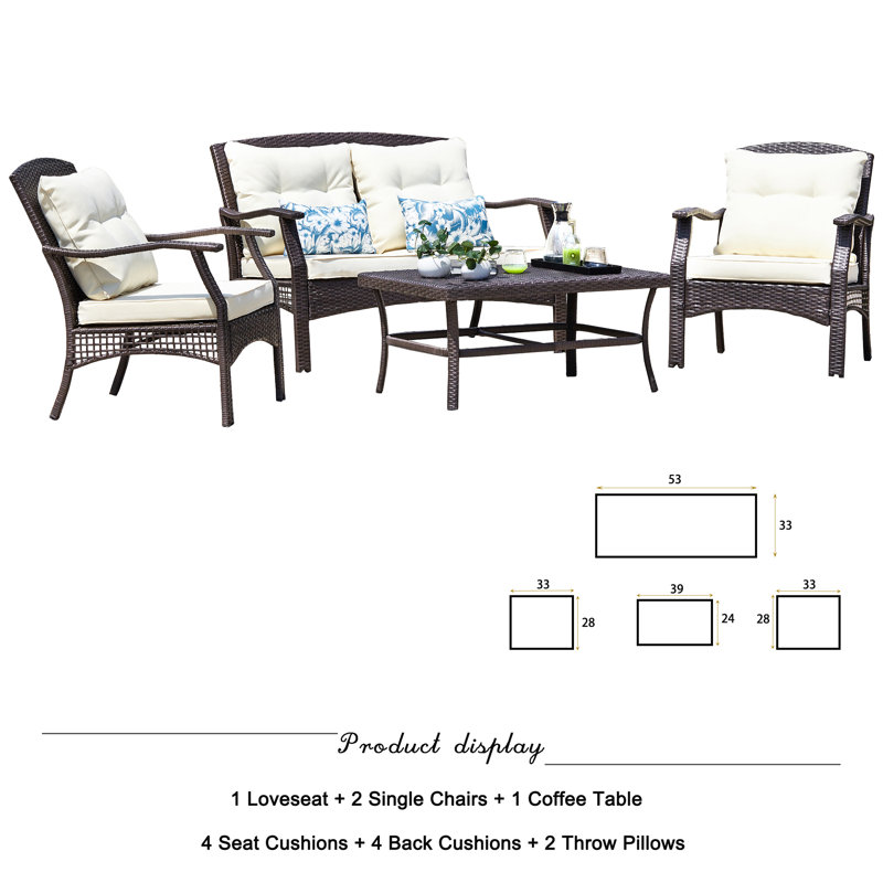 Chenai 4 - Person Patio Conversation Set with Cushions