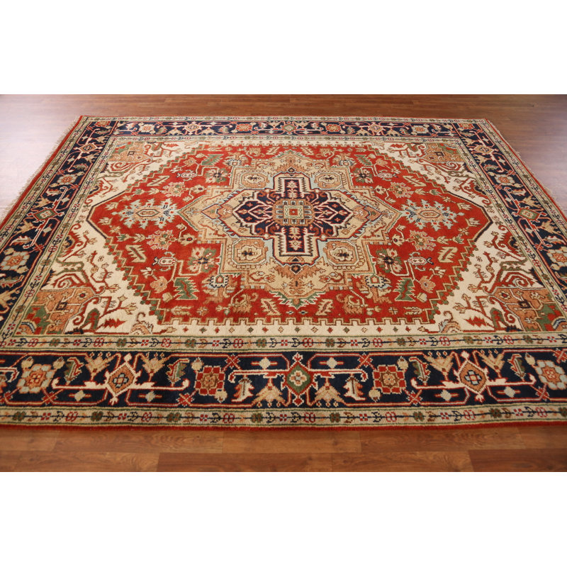 Tapis traditionnel indien en laine à motif géométrique 8 x 10