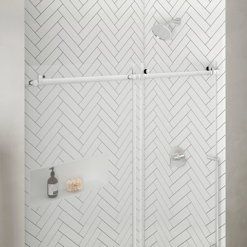 Ensemble de douche coulissante avec porte et base 48 po x 32 po Selby - Chrome, Chrome chrome