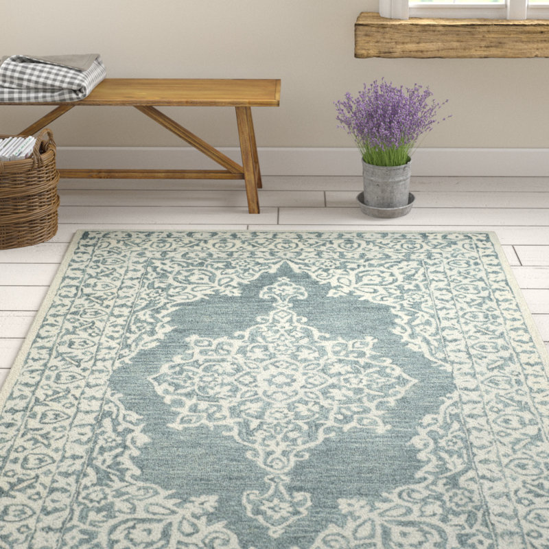 Burhardt Hand Tufted Wool Oriental Rug, Rectangle 5' x 8'