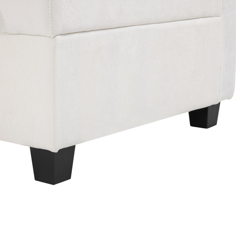 Canapé modulaire blanc de 90 po avec table basse mobile et utile - fonction de charge intégrée, zone de rembourrage, table modulaire et fonctionnelle en forme de U avec garantie de cadre, composant caché, rembourrage confortable