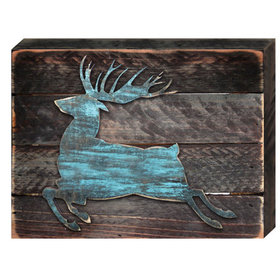 Décoration murale planche de bois récupéré cerf silhouette