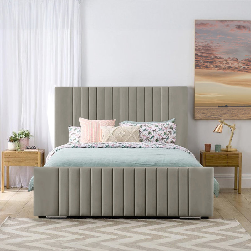 Aerys Upholstered Bed, Double (4'6), Grey