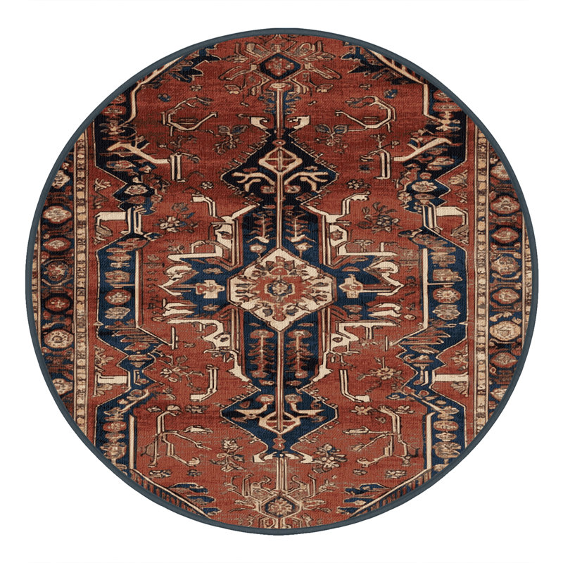 Machine Washable Persian Brown Area Rug, Round 3'