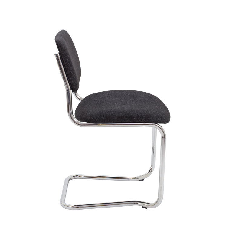 Sayers Armless Stacking Chair with Cushion, Charcoal Pyra