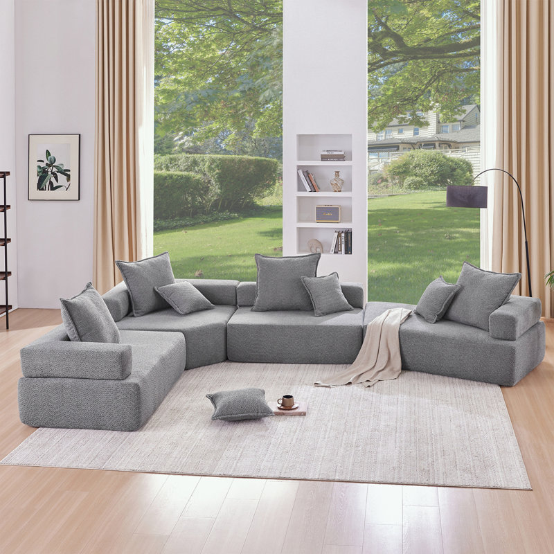Canapé modulaire surdimensionné rembourré de mousse Breydan, Mélange de polyester gris