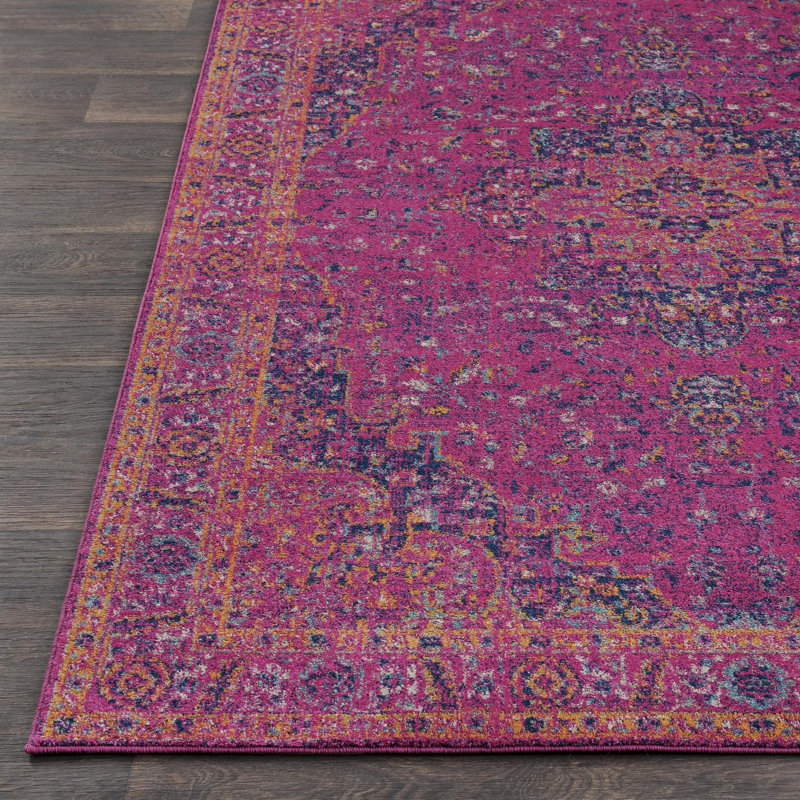 Hillsby Machine Woven Garnet/Navy Area Rug, Rectangle 2' x 3'