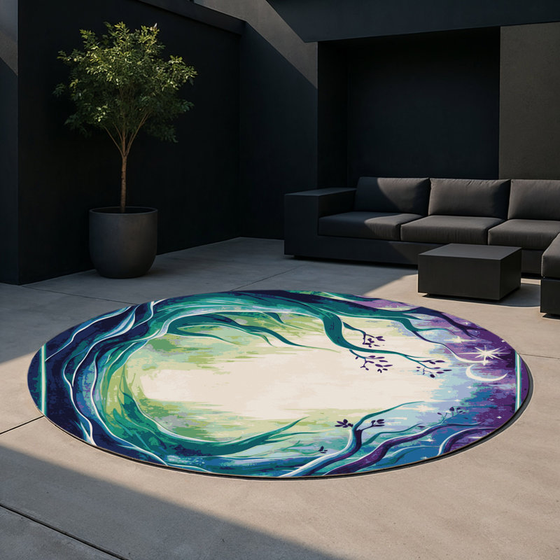 Tapis intérieur et extérieur Forest's Embrace, Rond 5 pi