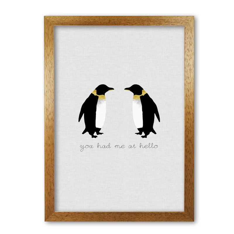 You Had Me At Hello Penguin - Print, 84.1cm H x 59.4cm W x 4cm D, Wrapped Canvas