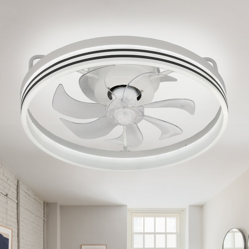 Ventilateur de plafond encastré moderne de 20 po avec éclairage DEL et ventilateur à profil bas réversible à 6 vitesses pour moteur de chambre à coucher