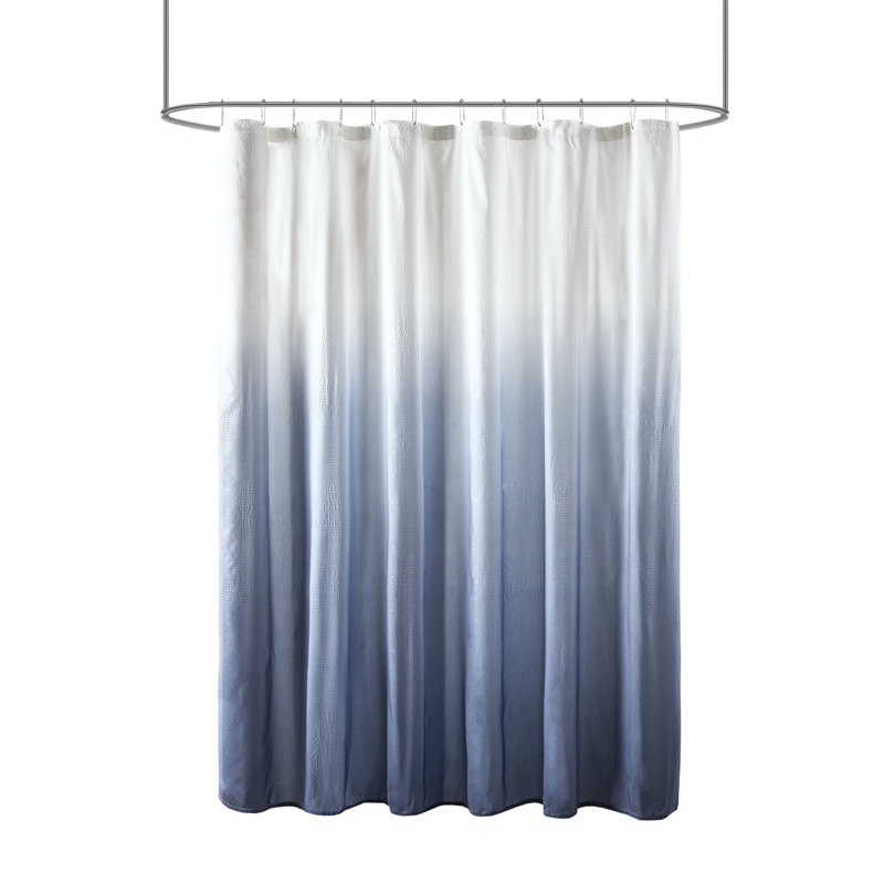 Blue Ombre Seersucker Fabric Shower Curtain 72" x 72"