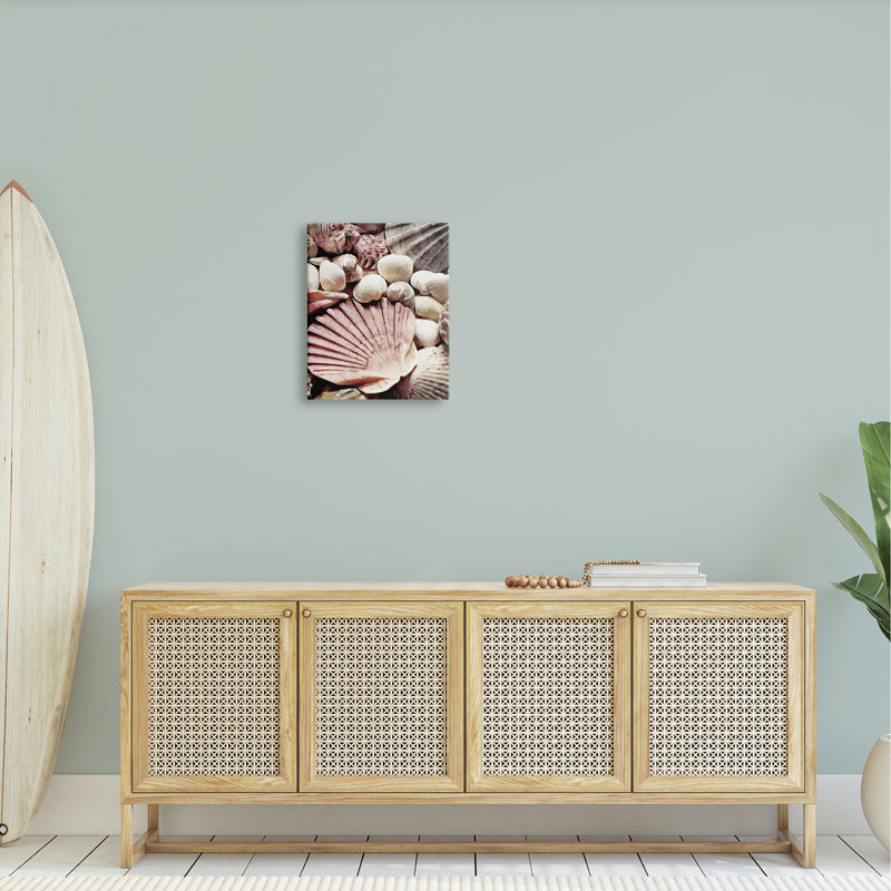"Stacked Coastal Seashells", art mural sur toile par Ashley Aldridge, H 20 po x l 16 po x P 1,5 po, Toile tendue