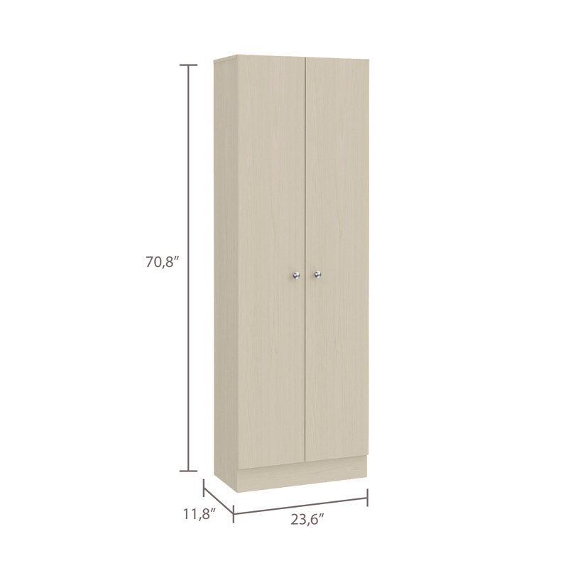 Armoire à rangement multiple, double porte, cinq tablettes, Beige