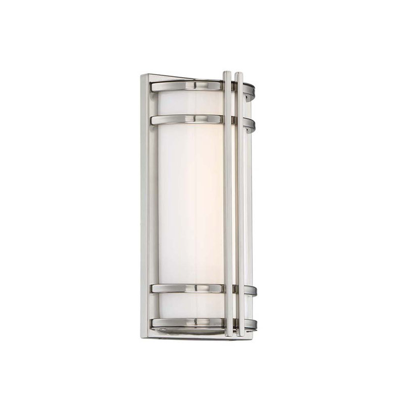 Skyscraper Outdoor Dimmable LED Flush Mount, Stainless Steel, 3000K, 12" H x 6" W x 3.25" D