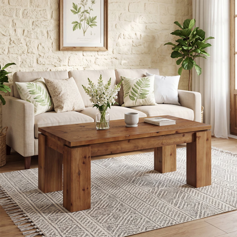 47 Inch Rectangular Chunky Leg Center Table