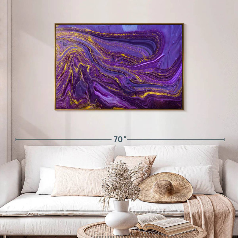 Cerisier mauve, Cadre flottant doré, 43 po x 29 po