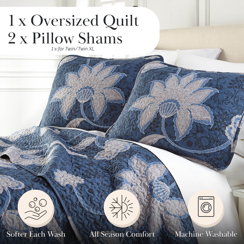 Boho Paisley Collection Beige Microfiber Quilt Set, Twin/Twin XL Quilt + 1 Sham