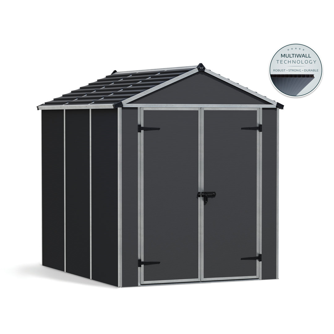 B&Q - PalramCanopia Rubicon 8X6 Ft Apex Dark Grey Plastic 2 Door Shed With Floor (Windowless) - Image 4