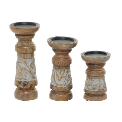 Ensemble de chandeliers de table en bois 3 pièces