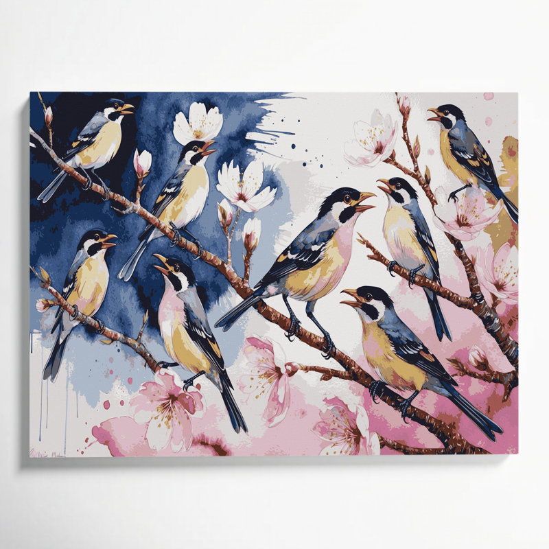 «Birds Common Myna Gray», art mural sur toile, H 16 po x l 20 po