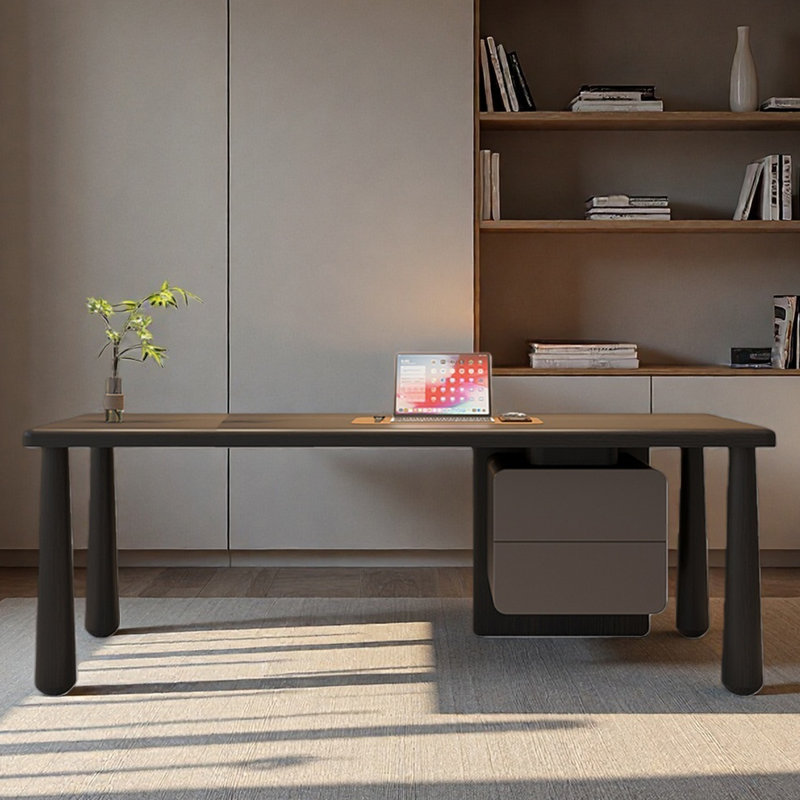 Bureau en bois massif pour un usage domestique, convenant à un bureau, H 29,53 po x l 86,61 po x P 31,5 po