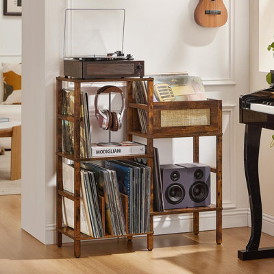 Record Player Stand, Wood Record Holder with Vinyl Storage Holds up to 300+ Albums by 17 Stories