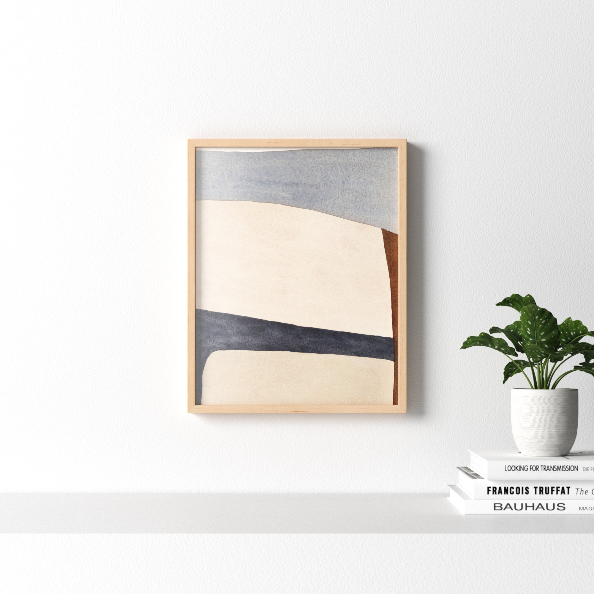 Divided By Blue 1 by Julia Balfour, White Framed, 20" H x 16" W x 1.25" D, Brown