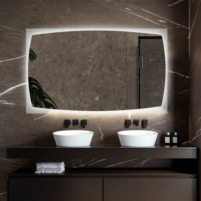 Design Frosted Frame Backlit LED Lighted, 3 Colours Temperature Dimmable Light, Tempered Glass Bathroom Vanity Mirror With UL Rohs ETL & 3-Year Warranty