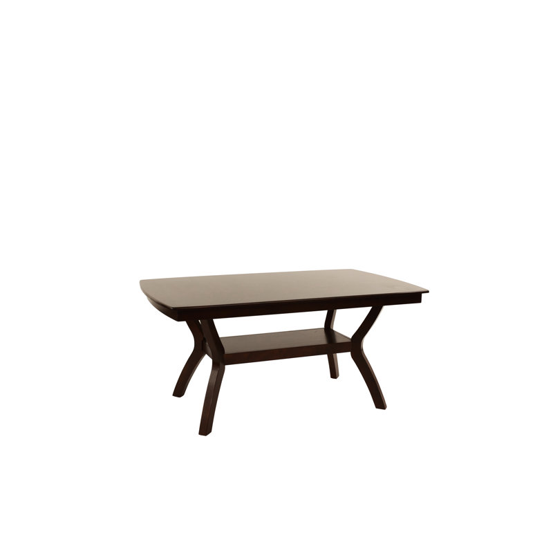 Table de salle à manger contemporaine en bois massif avec tablette - ameublement rectangulaire moderne pour la maison