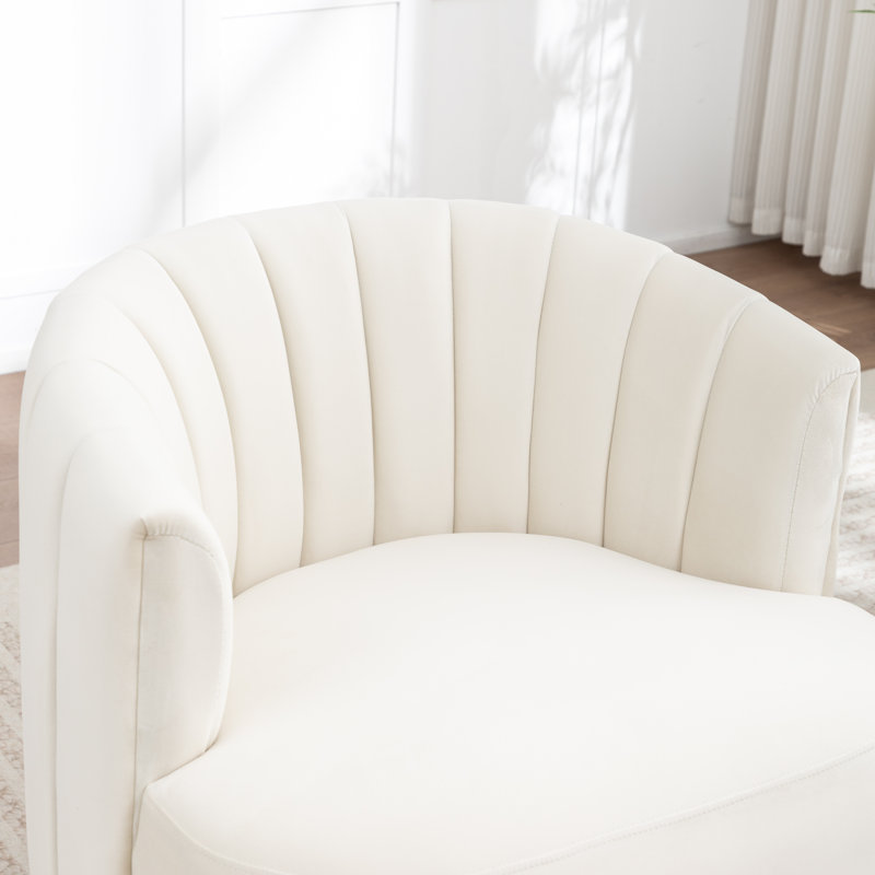Stanford Upholstered Swivel Barrel Chair, Beige