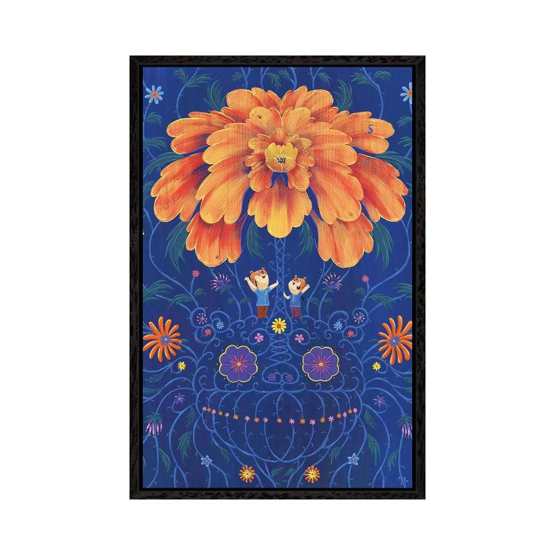 Tigers Flower by Martin Hsu - Single Picture Frame Rectangle Print on Canvas, 101.6 cm H x 66.04 cm W, Black Framed