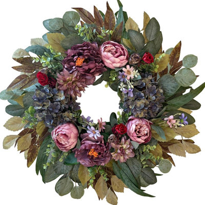 Mixed Assortment Silk and Plastic 50 cm Artificial Wreath