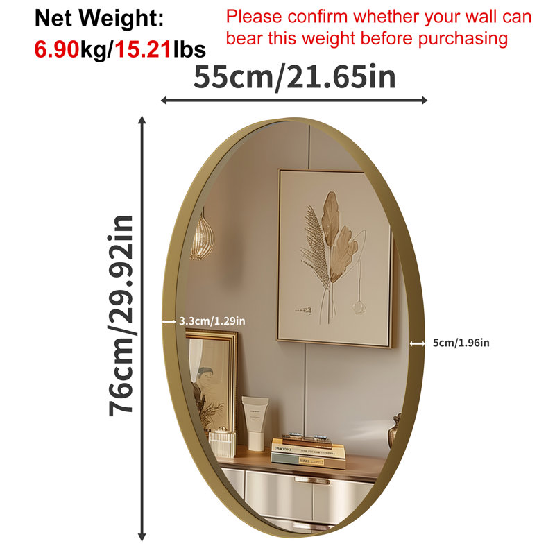 Heswall Metal Flat Wall Mirror