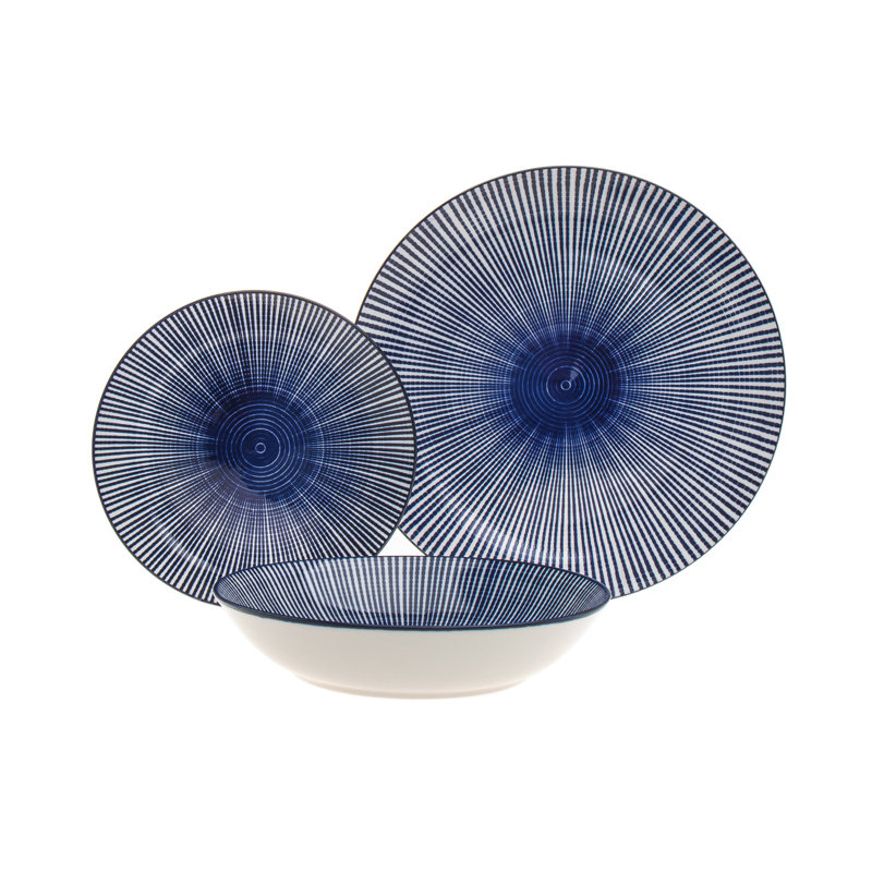 Blue and White Porcelain 12-Piece Dinnerware Set