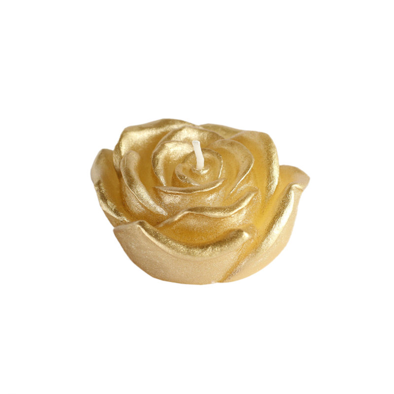 Bougie flottante rose non parfumée, Or métallique, Ensemble de 12