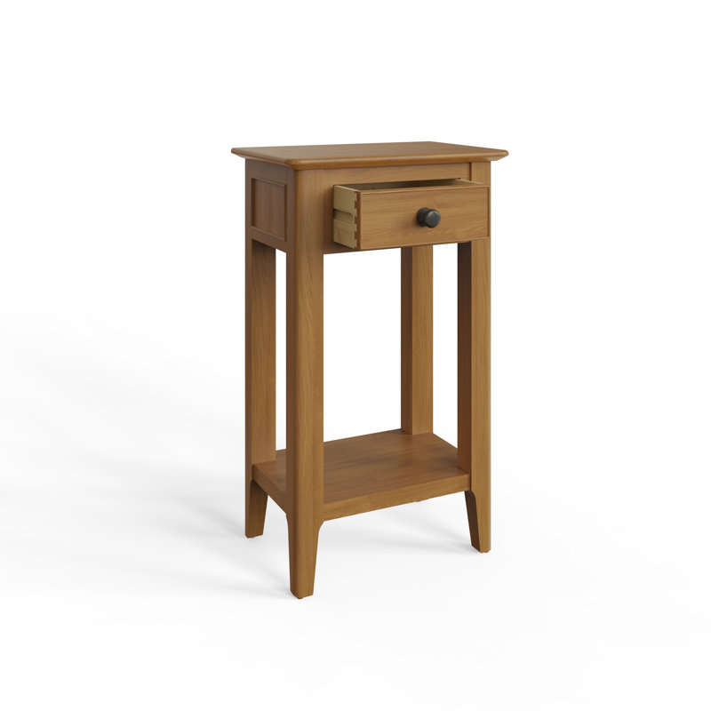 Alyria 1 Drawer End Side Telephone Table. Solid Oak. Fully Assembled. 2 Handle Styles Included: Polished Chrome or Burnished Brass